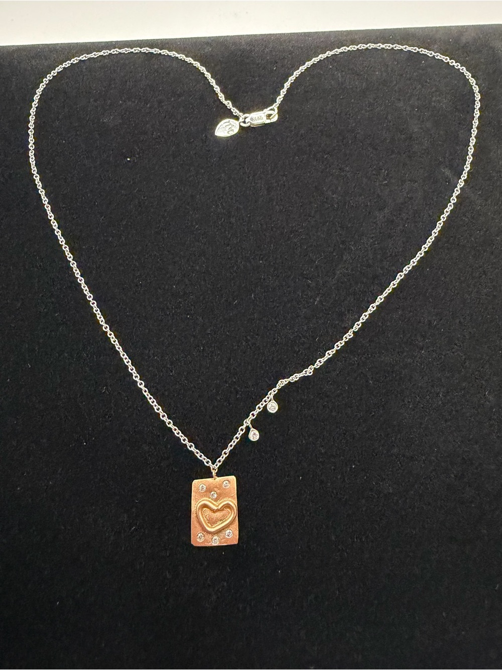 MeiraT Two Tone Vintage Heart and Diamond  14k Necklace
